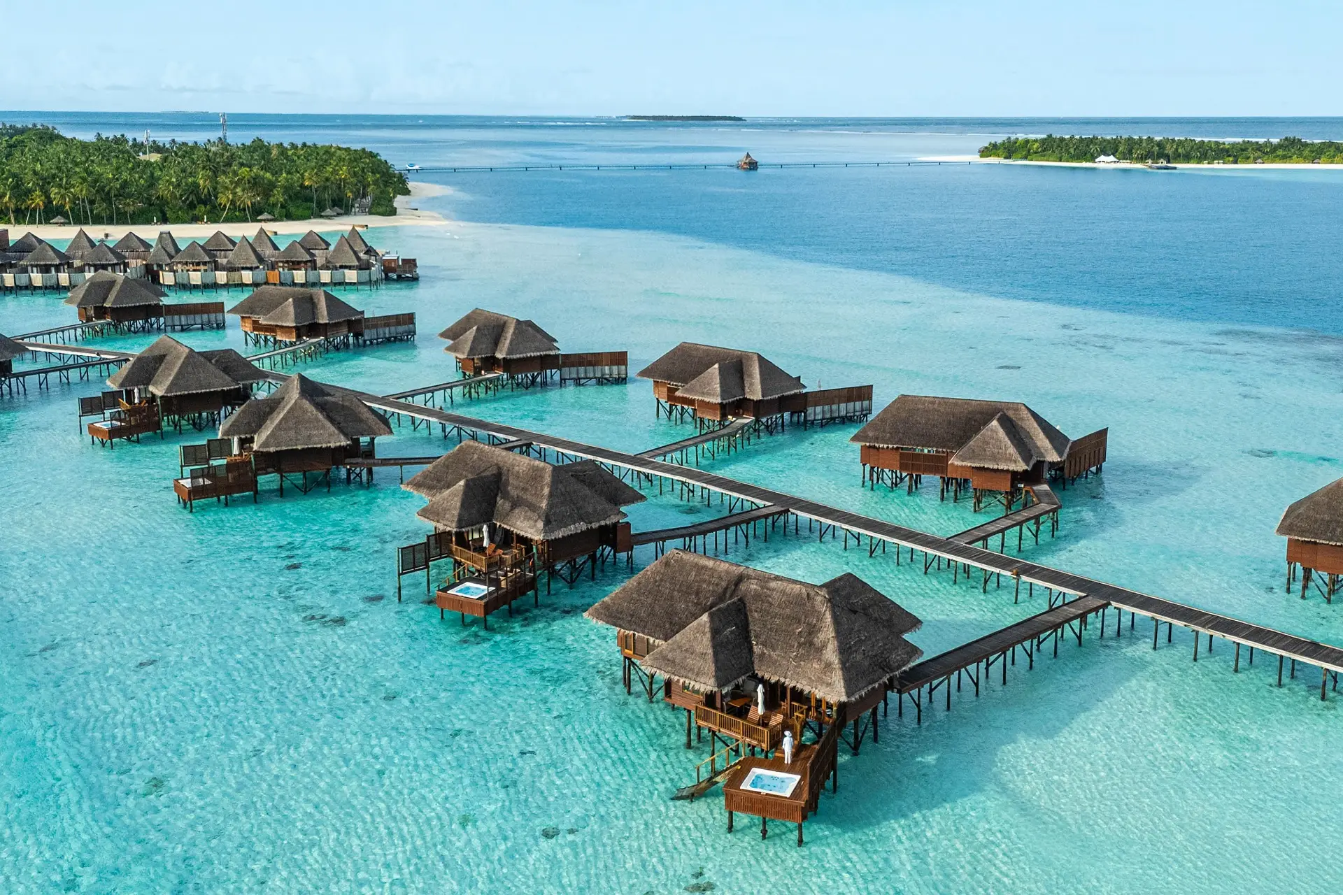 Grand Water Villa jetty aerial